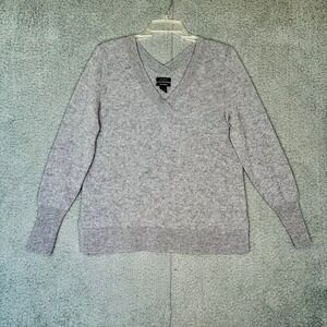 Halogen Womens 100% Cashmere V-Neck Sweater Gray Long Sleeve Size L